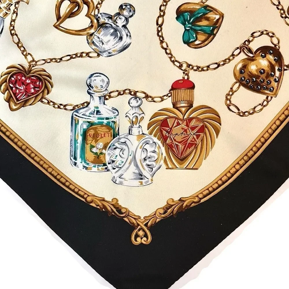 Victoria's Secret London Silk Perfume Chain Print Square Scarf